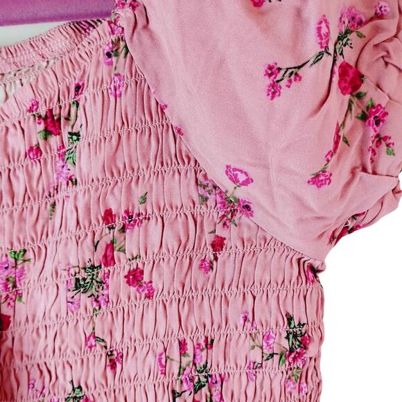 NWT Children's Place Girls XXL Size 16 Dress Pink Red Floral Smocked Babydoll - Picture 6 of 7